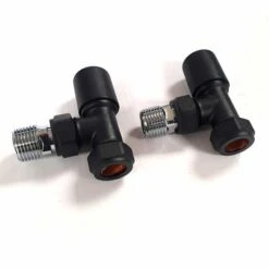 Angled Radiator Valves - Matt Black - Pair - Scudo