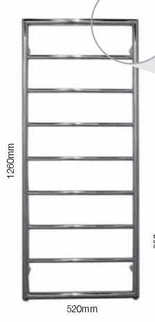 1260 X 520mm Sussex Alfriston Stainless Steel Towel Rail - JIS Europe