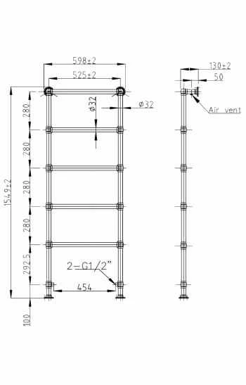 Bayswater Juliet 1550 X 598mm Floor Mounted Traditional Towel Rail - Chrome 6 Bayswater Juliet 1550 X 598mm Floor Mounted Traditional Towel Rail - Chrome - Image 4