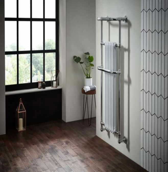 Blenheim Traditional Towel Radiator, 574 X 1362, Chrome & White, Holborn London 1855 4 Blenheim Traditional Towel Radiator, 574 X 1362, Chrome & White, Holborn London 1855 - Image 2