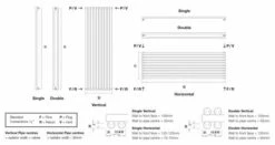 DQ Bosun Single 1800 X 500 Vertical Radiator White -Perfect Finish Bosun tech drawing 2