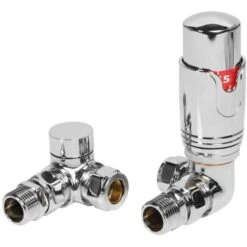 Corner Round Thermostatic Radiator Valves - Chrome