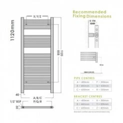 Abacus Elegance Linea Towel Rail 1120 X 480mm - White -Perfect Finish ELL112060WH TECH 5