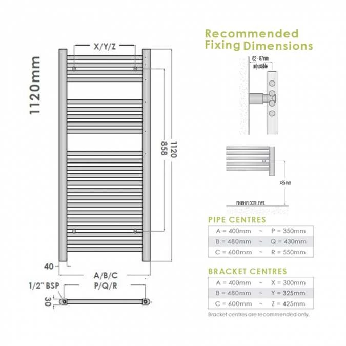 Abacus Elegance Linea Towel Rail 1120 X 600mm - White 4 Abacus Elegance Linea Towel Rail 1120 X 600mm - White - Image 2
