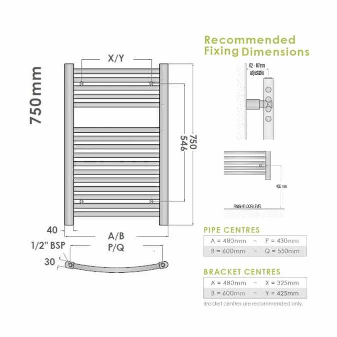 Abacus Elegance Radius Towel Rail 750 X 480mm - White 4 Abacus Elegance Radius Towel Rail 750 X 480mm - White - Image 2