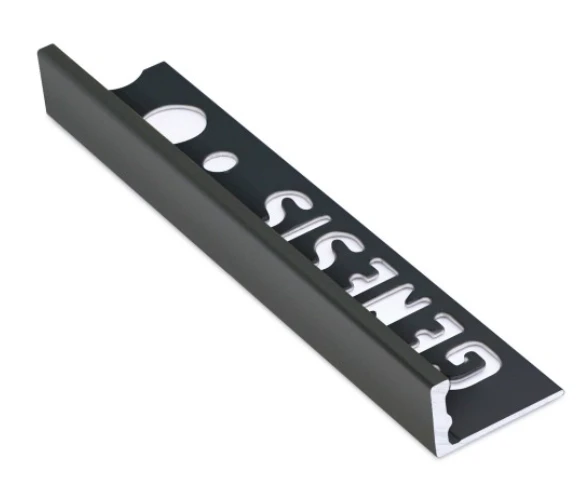 Genesis 12mm Black Aluminium Straight Edge Tile Trim Regular 2.5m 3 Genesis 12mm Black Aluminium Straight Edge Tile Trim Regular 2.5m
