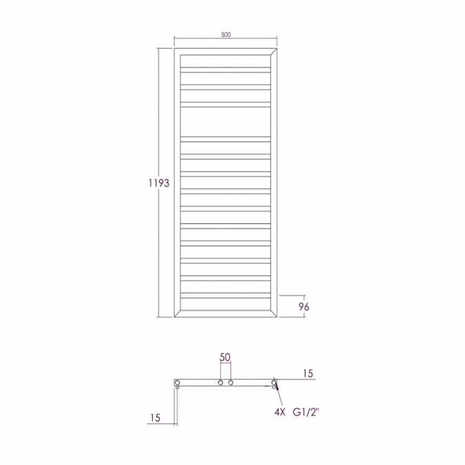 Abacus Metro Bathroom Towel Rail - 1193 X 500mm - Matt Black 4 Abacus Metro Bathroom Towel Rail - 1193 X 500mm - Matt Black - Image 2