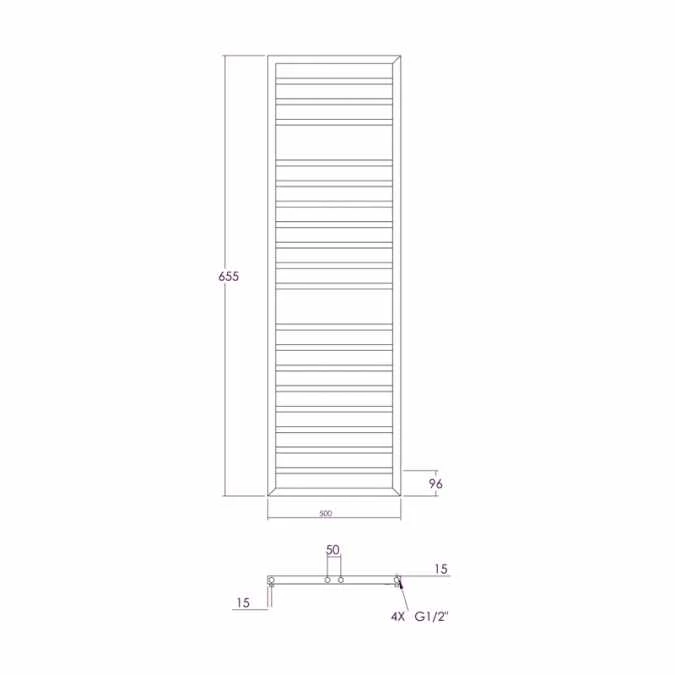 Abacus Metro Bathroom Towel Rail - 1655 X 500mm - Grey Textured 4 Abacus Metro Bathroom Towel Rail - 1655 X 500mm - Grey Textured - Image 2