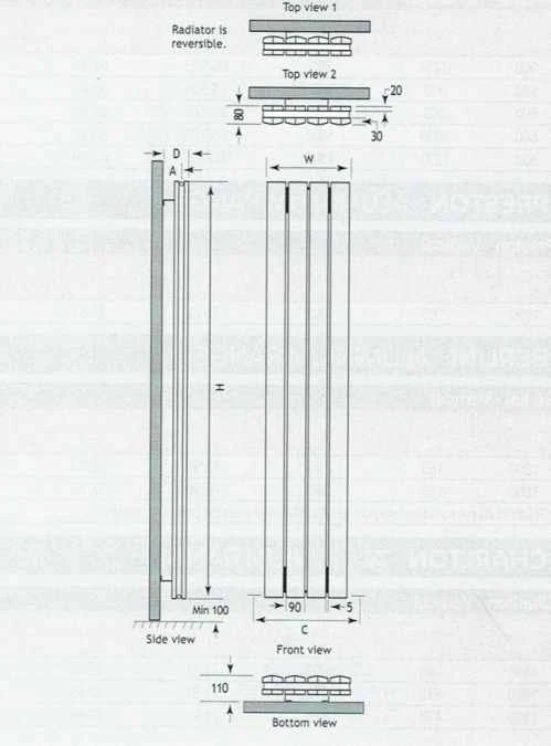 Eastbrook Guardia 1800 X 375 Matt White Vertical Radiator 6 Eastbrook Guardia 1800 X 375 Matt White Vertical Radiator - Image 4
