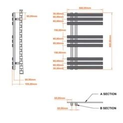 Scudo Elizabeth 500 X 800mm Designer Chrome Towel Radiator -Perfect Finish HBS ELIZ800 500 spec
