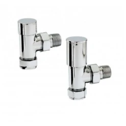 Eastbrook Angled Radiator Valves - Chrome - Pair -Perfect Finish Manual Angled Radiator Valve Pair 15mm