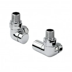 Scudo Double Corner Radiator Valves - Chrome