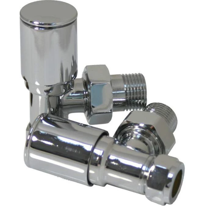 Angled Pattern Radiator Valves - Chrome 3 Angled Pattern Radiator Valves - Chrome