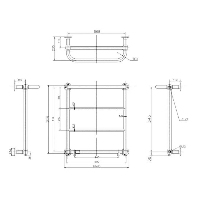Burlington Cleaver Traditional Radiator 642 X 235 X 720mm 5 Burlington Cleaver Traditional Radiator 642 X 235 X 720mm - Image 3