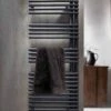 Redroom Omnia Anthracite Left Hand Towel Radiator, 1161 X 596mm 1 Redroom Omnia Anthracite Left Hand Towel Radiator, 1161 X 596mm -Perfect Finish Redroom Omnia Anthracite Designer Towel Rail 1
