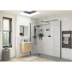 Supreme Black Profile Wetroom Panel - 1200mm -Perfect Finish Supreme Black Profile Lifestyle2