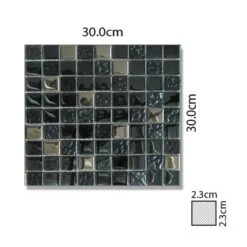 Abacus Mixed Square Black Chrome Large Mosaic Tile - 300 X 300mm Box Of 11 Sheets
