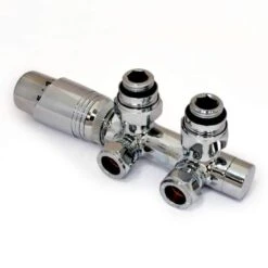 DQ Twin Star TRV Angled In Chrome Radiator Valves