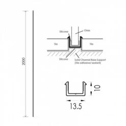 ABACUS Wet Room 10mm Glass Recessed Channel - 1200mm - Brushed Nickel -Perfect Finish VEGX 80 0120 TECH RD 2