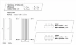 DQ Vulcano Single 1771 X 520 White Vertical Radiator -Perfect Finish Vulcano vertical tech 5