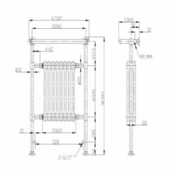 Academy Traditional Towel Radiator, 673 X 963, Chrome & White, Holborn London 1855 -Perfect Finish academy holborn 673 963 tech