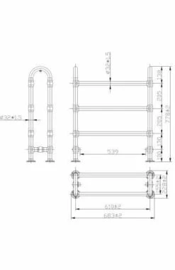 Bayswater Benjamin Chrome Traditional Freestanding Towel Rail -Perfect Finish bayr002 tech