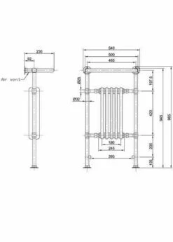 Bayswater Clifford 965 X 540mm Traditional Towel Rail - White & Chrome 9 Bayswater Clifford 965 X 540mm Traditional Towel Rail - White & Chrome -Perfect Finish bayr003 tech
