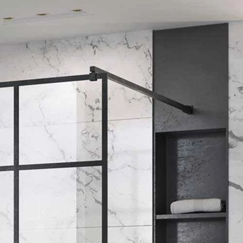 Roman Black Square Wetroom Glass Straight Support Bar For 6, 8 & 10mm Glass 3 Roman Black Square Wetroom Glass Straight Support Bar For 6, 8 & 10mm Glass