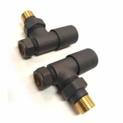Eastbrook Angled Anthracite Radiator Valves - Pair -Perfect Finish eb anth ang1