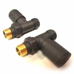 Eastbrook Straight Radiator Valves - Anthracite - Pair -Perfect Finish eb anth st1