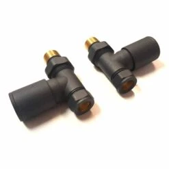 Eastbrook Straight Radiator Valves - Anthracite - Pair -Perfect Finish eb anth st3