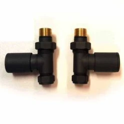 Eastbrook Straight Radiator Valves - Matt Black - Pair -Perfect Finish eb black st2