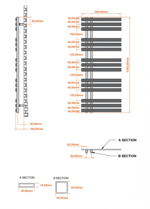 Scudo Elizabeth Chrome Towel Radiator - 500 X 1200mm 6 Scudo Elizabeth Chrome Towel Radiator - 500 X 1200mm - Image 4