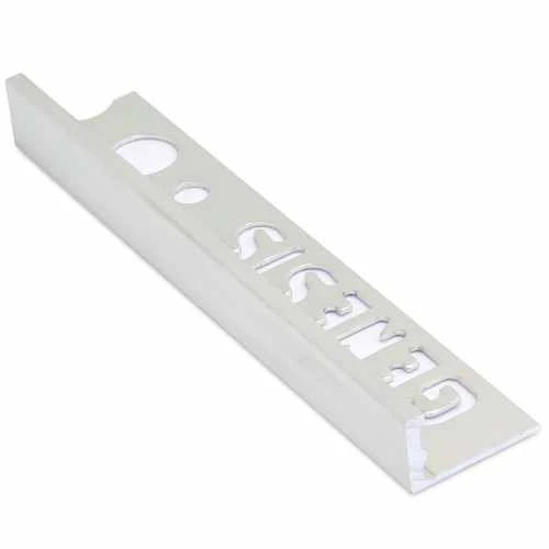 Genesis 10mm Bright Silver Aluminium Straight Edge Tile Trim 2.5m 3 Genesis 10mm Bright Silver Aluminium Straight Edge Tile Trim 2.5m