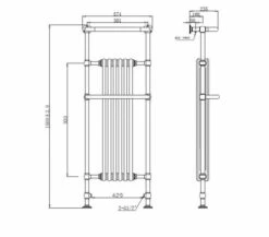 Howard Traditional Towel Radiator, 574 X 1500, Chrome & White, Holborn London 1855 5 Howard Traditional Towel Radiator, 574 X 1500, Chrome & White, Holborn London 1855 -Perfect Finish holborn Howard Technical