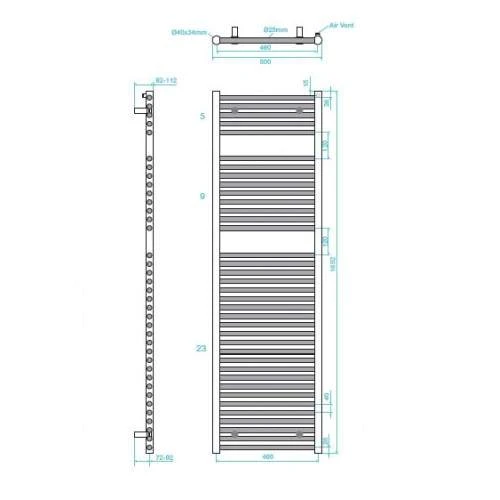 Hugo2 1652 X 500mm Towel Radiator - Matt Black - High Heat Output - Tissino 4 Hugo2 1652 X 500mm Towel Radiator - Matt Black - High Heat Output - Tissino - Image 2