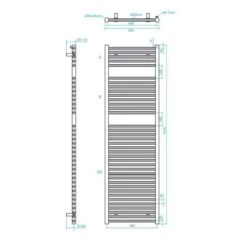 Hugo2 1652 X 500mm Towel Radiator - Mont Blanc - High Heat Output - Tissino -Perfect Finish hugo2 1652 x 500mm dim 500x500 3