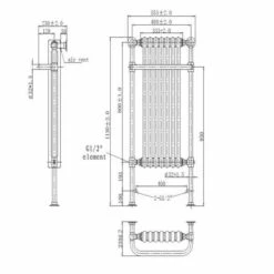 Victorian Traditional Towel Radiator, 553 X 1130, Chrome & White, Holborn London 1855 -Perfect Finish victorian holborn 553 1130 spec